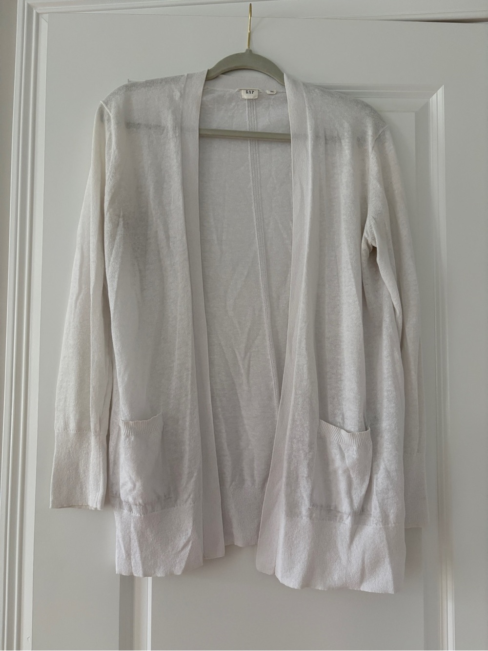 GAP White Open-Front Lightweight Cardigan